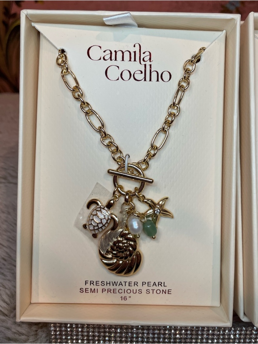 Camila Coelho Gold-Tone Turtle, Pearl & Shell Charm Necklace
